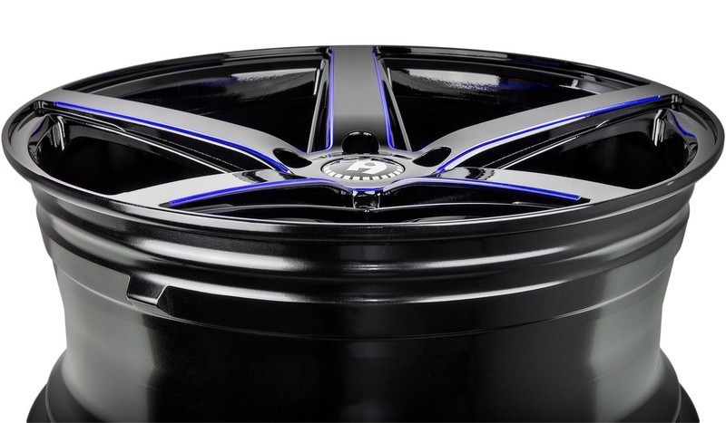 Seventy9 SV-N 19" 8.5J ET30 5x120 Black Glossy Milled Blue - obrazek 9