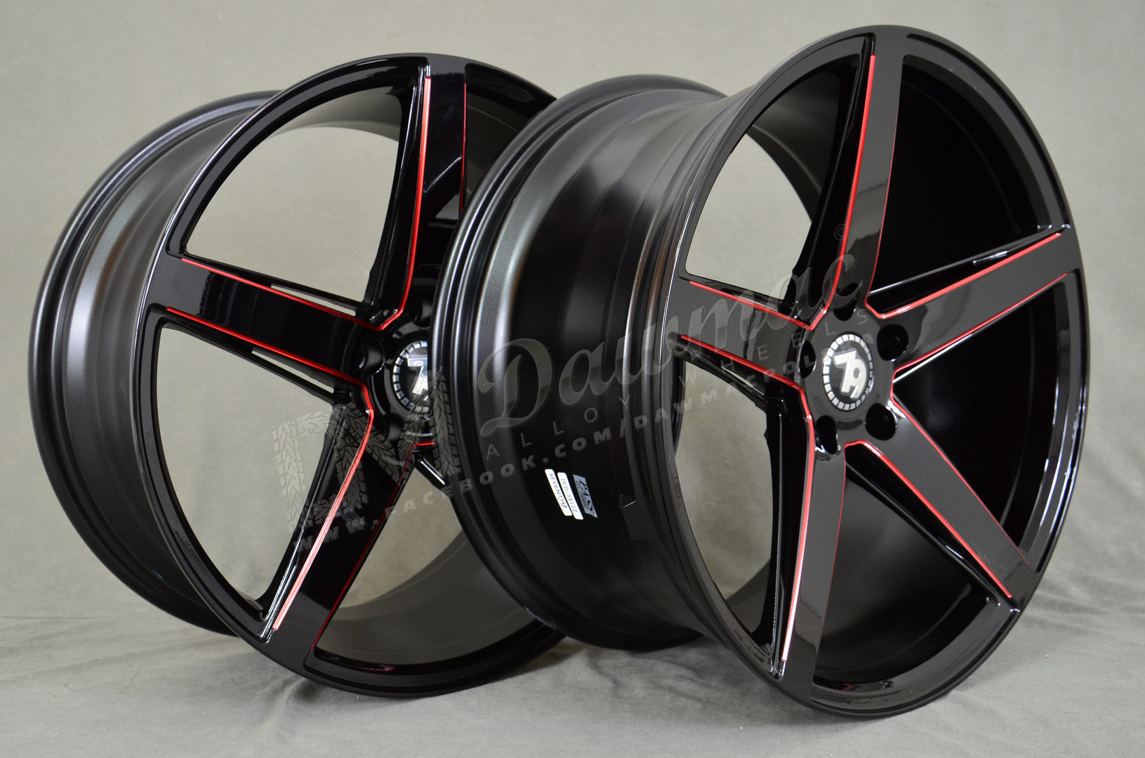 Seventy9 SV-N 19" 8.5J ET30 5x120 Black Glossy Milled Red - obrazek 5