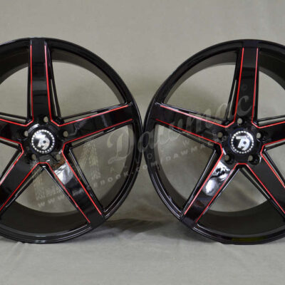 Seventy9 SV-N 19" 8.5J ET30 + 9.5J ET35 5x120 Black Glossy Milled Red