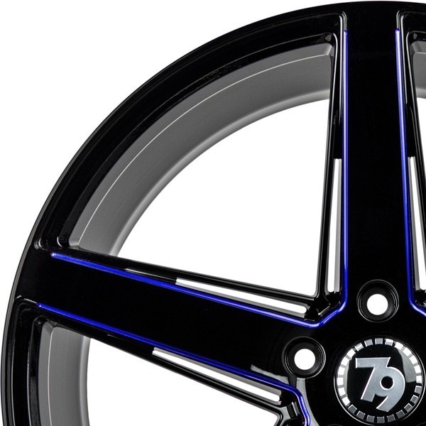 Seventy9 SV-N 19" 8.5J ET35 5x112 Black Glossy Milled Blue - obrazek 10