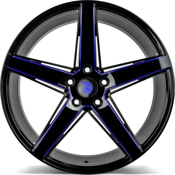Seventy9 SV-N 19" 8.5J ET35 5x112 Black Glossy Milled Blue - obrazek 4