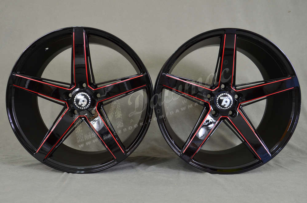 Seventy9 SV-N 19" 8.5J ET35 5x112 Black Glossy Milled Red