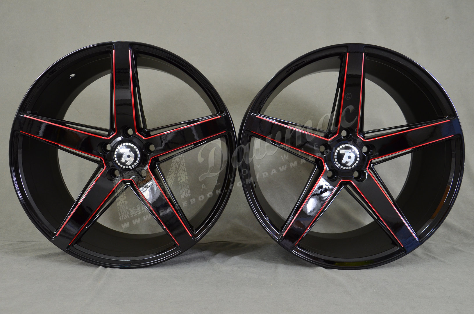 Seventy9 SV-N 19" 8.5J ET35 + 9.5J ET38 5x112 Black Glossy Milled Red - obrazek 2