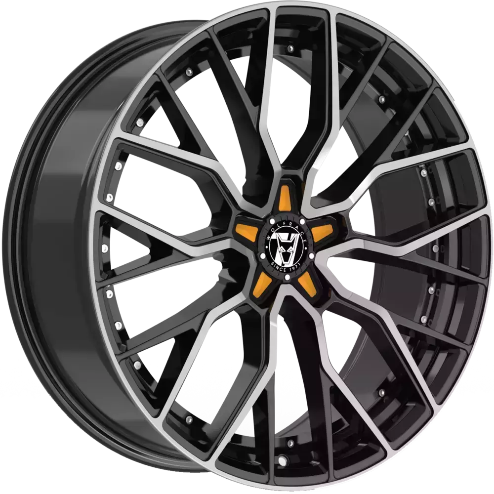 Wolfrace 71 Munich GTR 19" 8,5J ET40 5x120 Gloss Raven Black Polished Orange