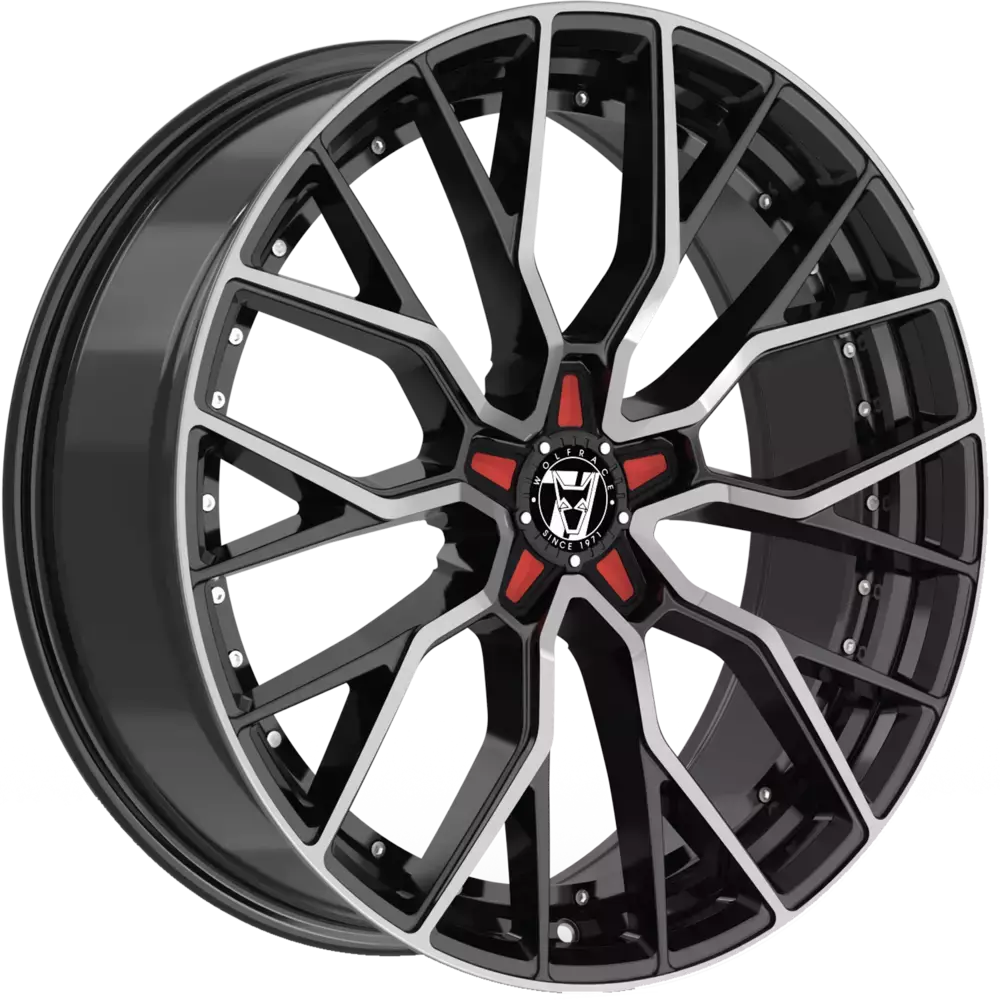 Wolfrace 71 Munich GTR 19" 8,5J ET40 5x120 Gloss Raven Black Polished Red