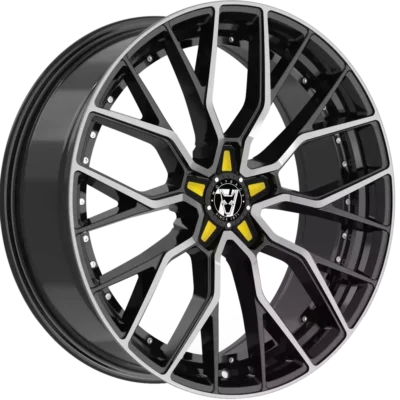 Wolfrace 71 Munich GTR 19" 8,5J ET40 5x120 Gloss Raven Black Polished Yellow