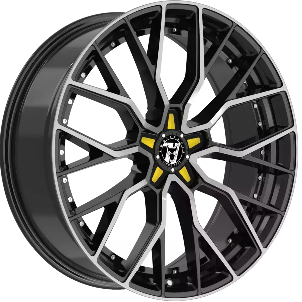 Wolfrace 71 Munich GTR 19" 8,5J ET40 5x120 Gloss Raven Black Polished Yellow