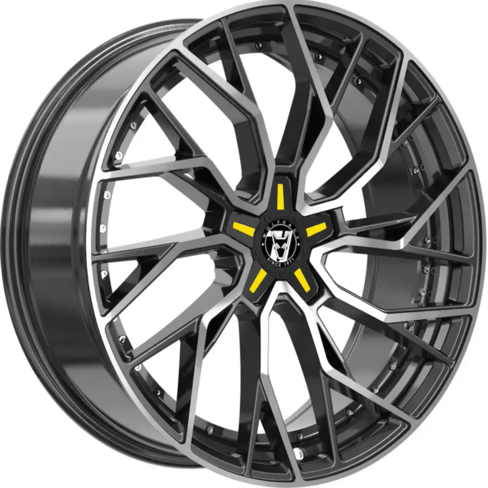 Wolfrace 71 Voodoo 20" 8,5J ET40 5x112 Gloss Raven Black Yellow Inserts