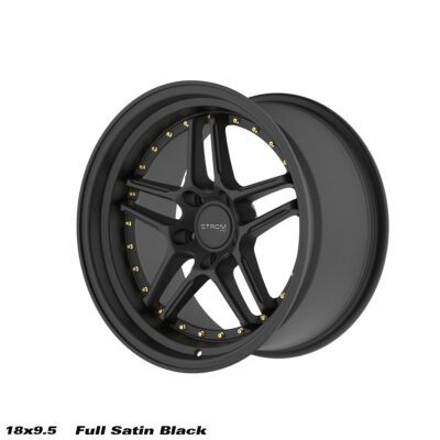 STROM DS-05 18" 9.5J Full Satin Black w/ Black Rivets
