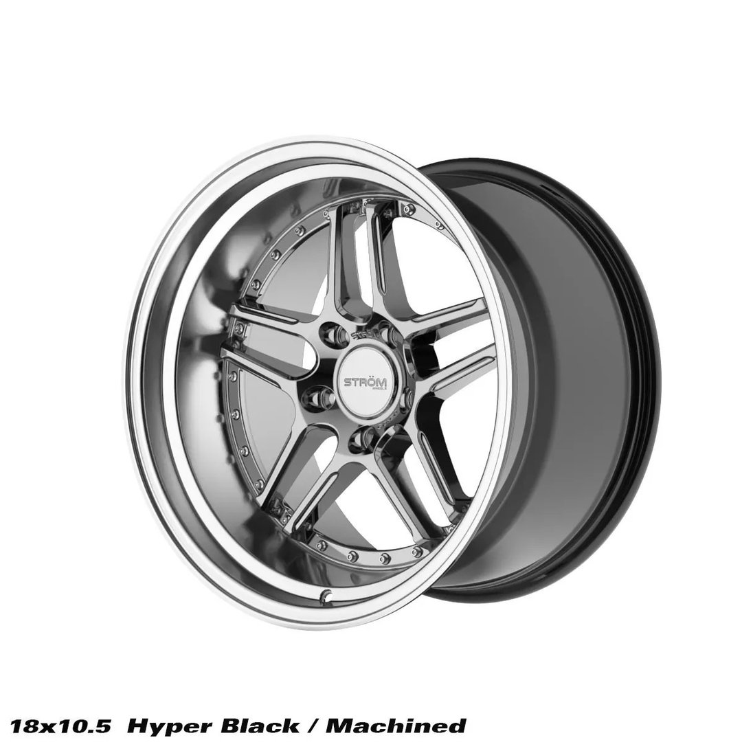 Strom DS-05 18" 9.5J ET15 + 10.5J ET10 5x114.3 Hyper Black Machined Dish - obrazek 4