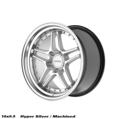 Strom DS-05 18" 9.5J ET15 + 10.5J ET10 5x114.3 Hyper Silver Machined Dish