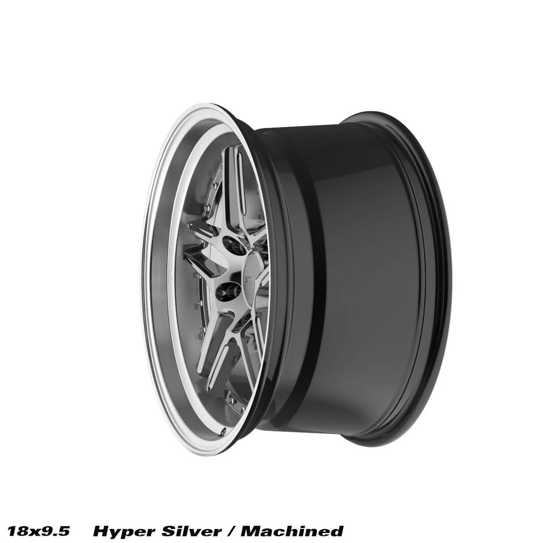 Strom DS-05 18" 9.5J ET15 + 10.5J ET10 5x114.3 Hyper Silver Machined Dish - obrazek 3