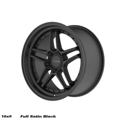 Strom DS-05 18" 9J ET30 5x120 Full Satin Black Black Rivets