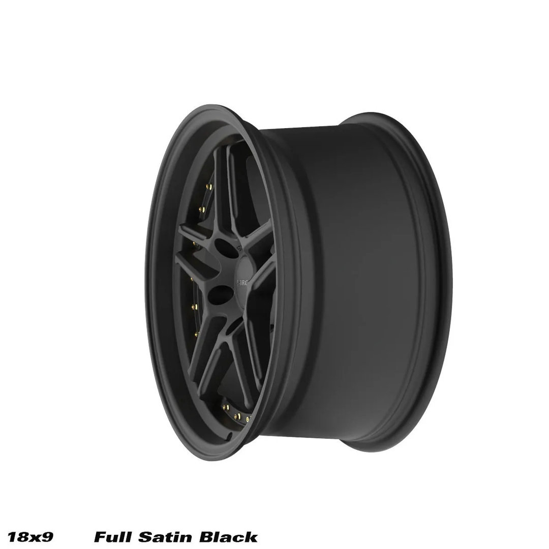 Strom DS-05 18" 9J ET33 + 9.5J ET15 5x114.3 Full Satin Black Gold Rivets - obrazek 3