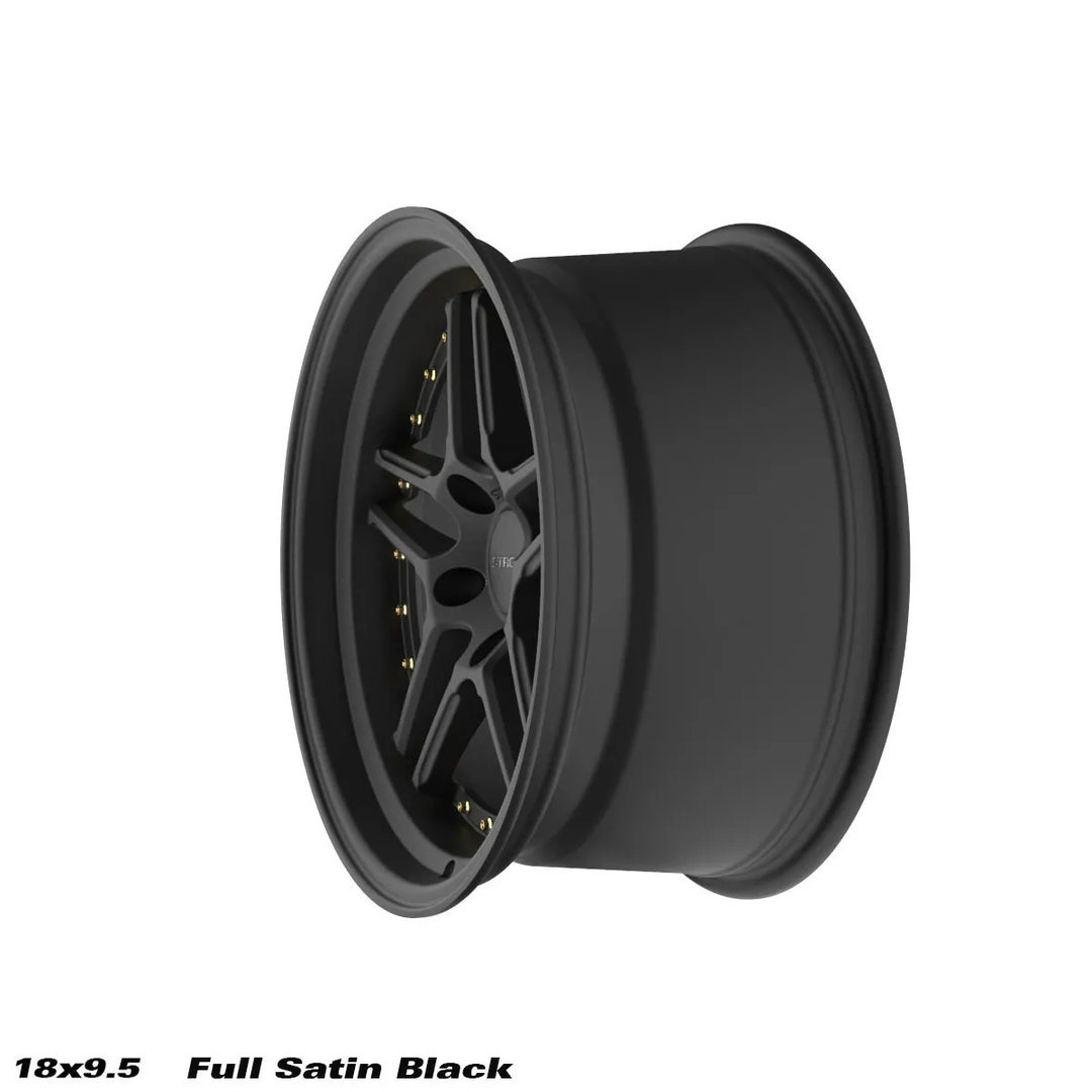 Strom DS-05 18" 9J ET33 + 9.5J ET15 5x114.3 Full Satin Black Gold Rivets - obrazek 5