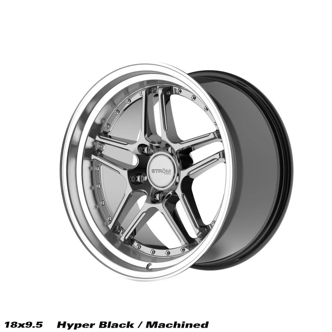 Strom DS-05 18" 9J ET33 + 9.5J ET15 5x114.3 Hyper Black Machined Dish - obrazek 5