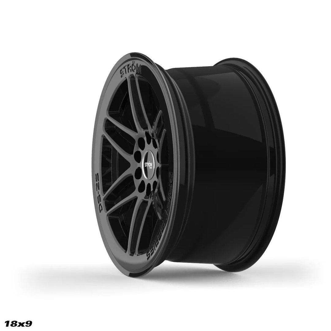 Strom DS-25 18" 9J ET33 + 10.5J ET30 5x114.3/5x120 Gloss Black - obrazek 3