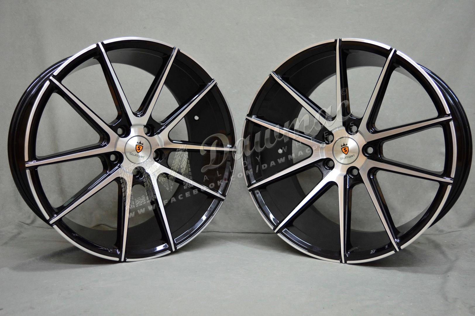 Stuttgart ST9 20" 8,5J ET15-45 + 10J ET15-45 BLANK Black Polished - obrazek 3