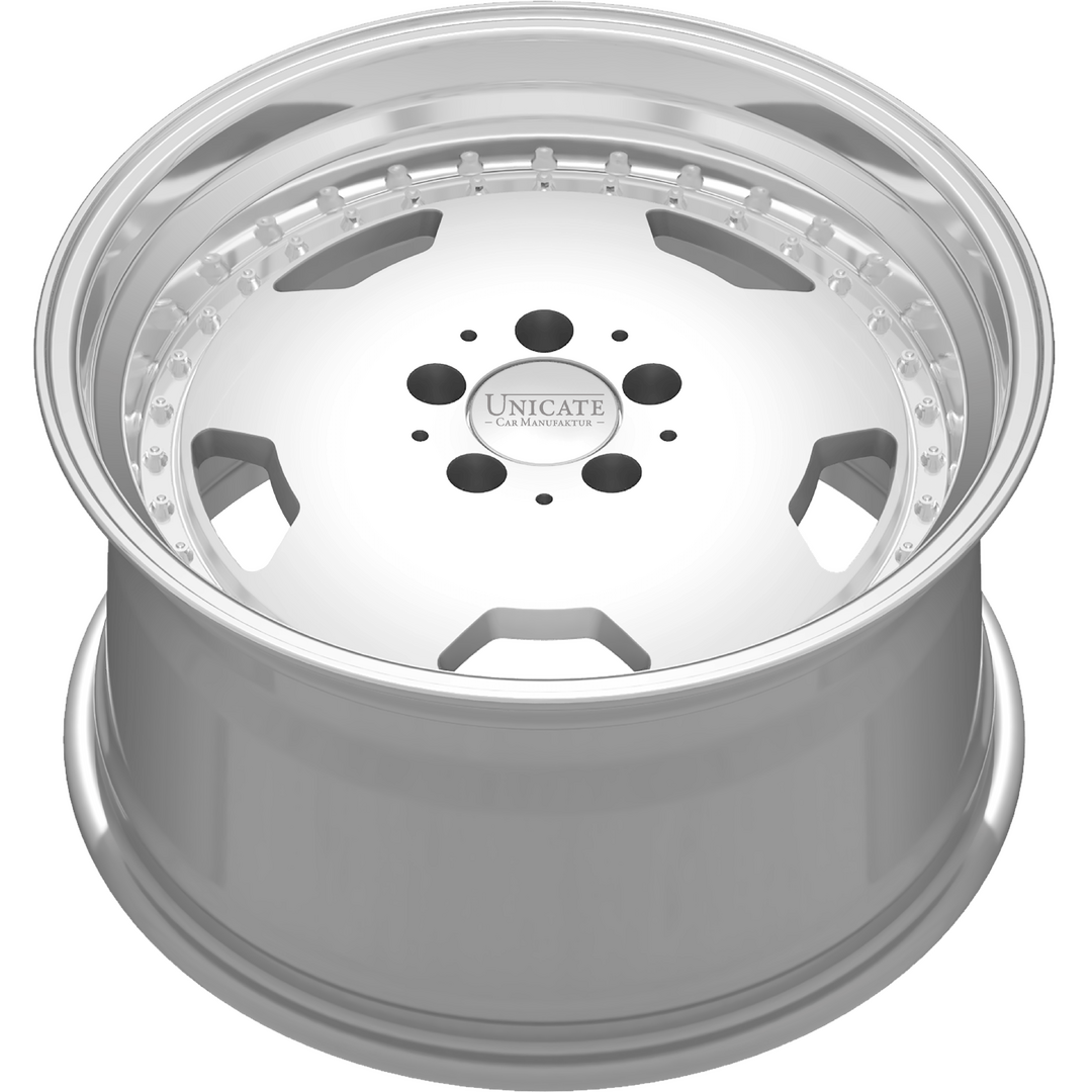 Unicate Wheels Aero Classic 17" 8,5J ET33 + 10J ET17 5x112 Silver Polished Lip - obrazek 4