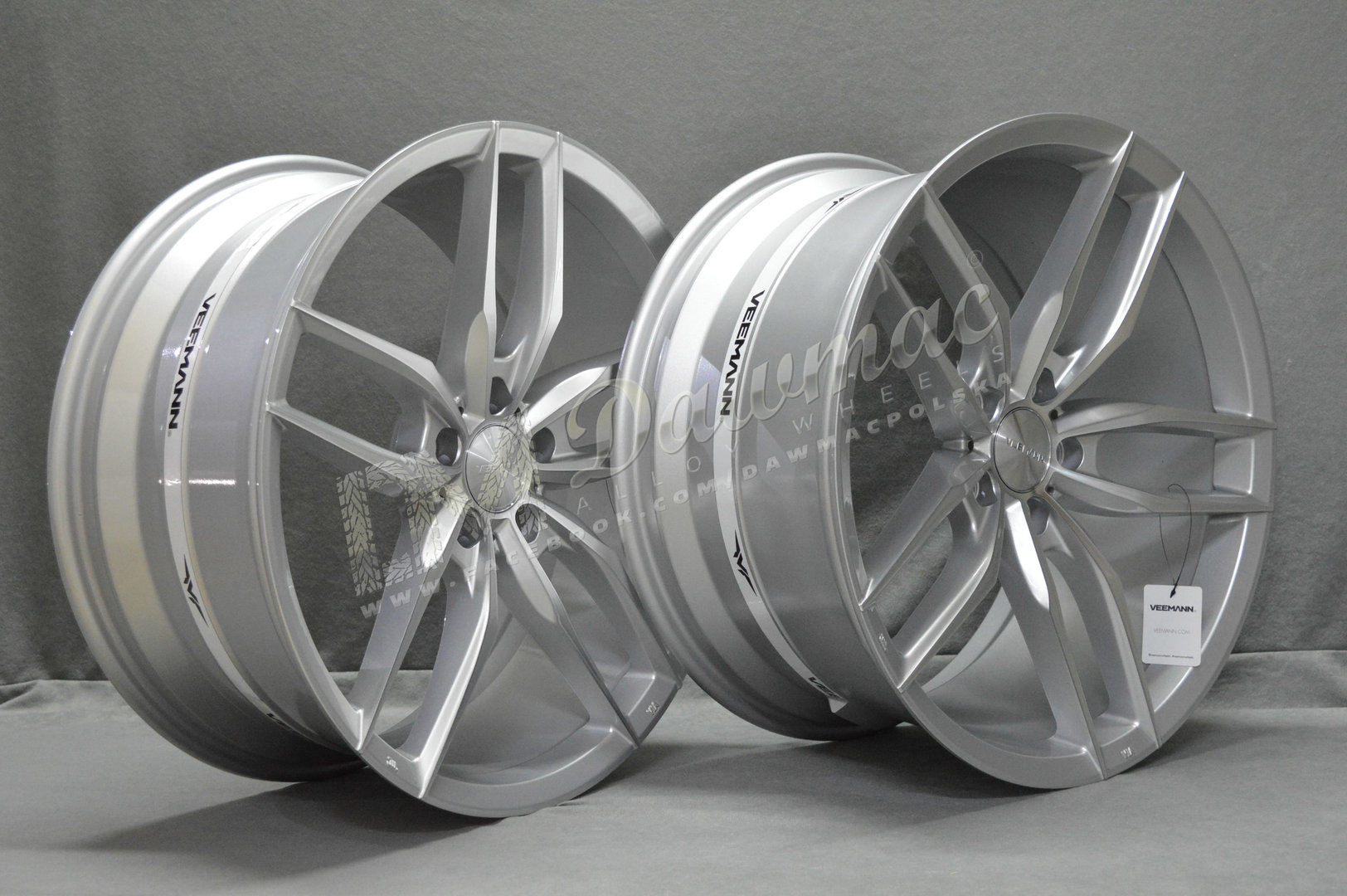 Veemann V-FS28 20" 8,5J ET35 + 10J ET38 5x112 Silver Machined - obrazek 5