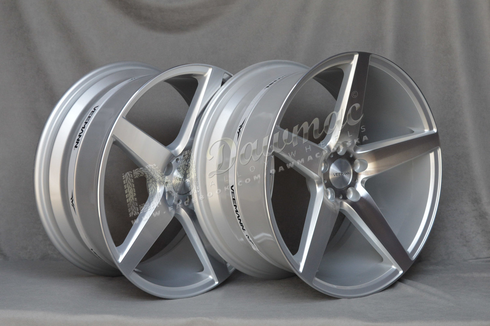 Veemann V-FS8 19" 8,5J ET35 + 9,5J ET42 5x120 Silver Machined - obrazek 4