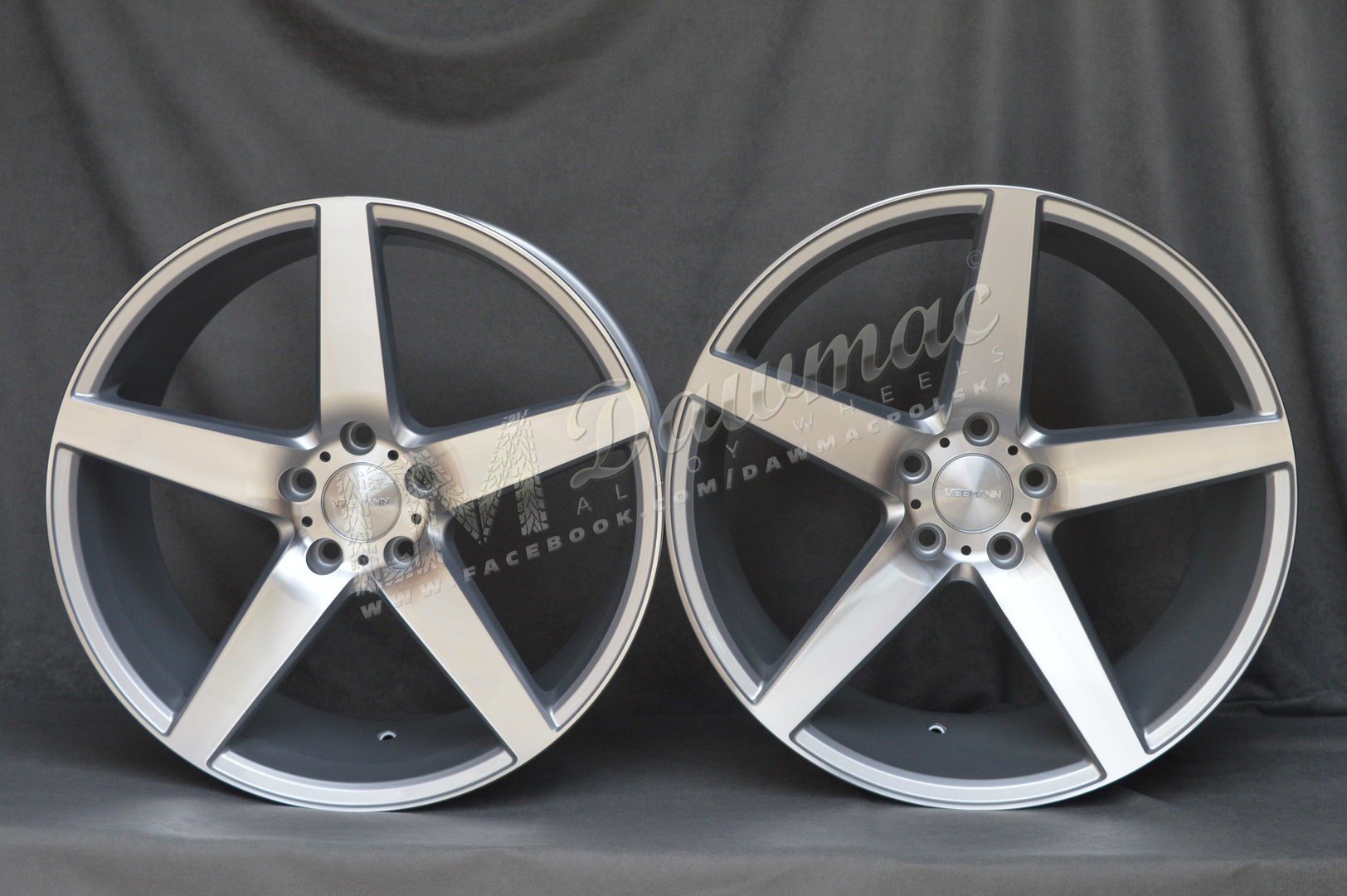 Veemann V-FS8 19" 8,5J ET42 + 9,5J ET42 5x112 Silver Machined - obrazek 2