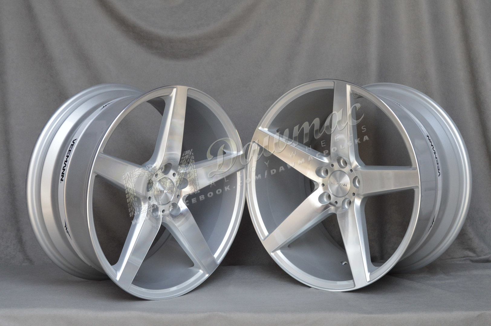 Veemann V-FS8 19" 8,5J ET42 + 9,5J ET42 5x112 Silver Machined - obrazek 3